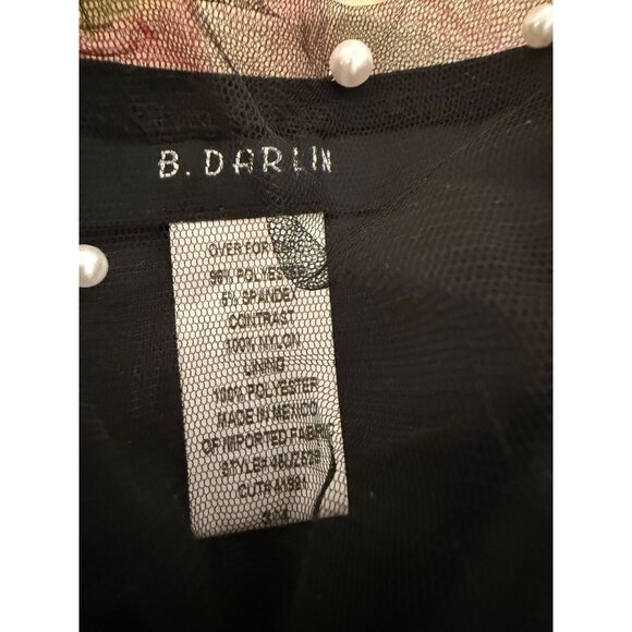 B. Darlin JR Black Skater Dress 3/4 Sheer Pearl Mesh Puff Sleeves Y2k Whimsigoth - Picture 3 of 8